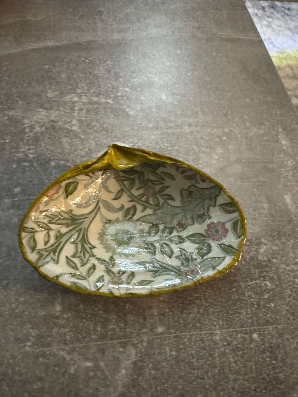 Handcrafted Floral seashell, trinket dish